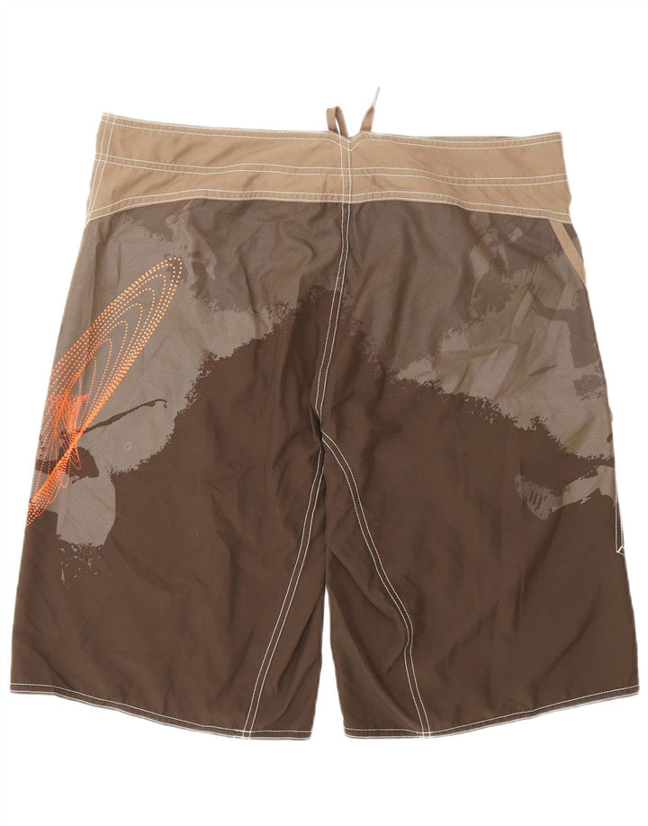 Adidas Grafiske svømmeshorts til mænd, store brune colourblock polyester