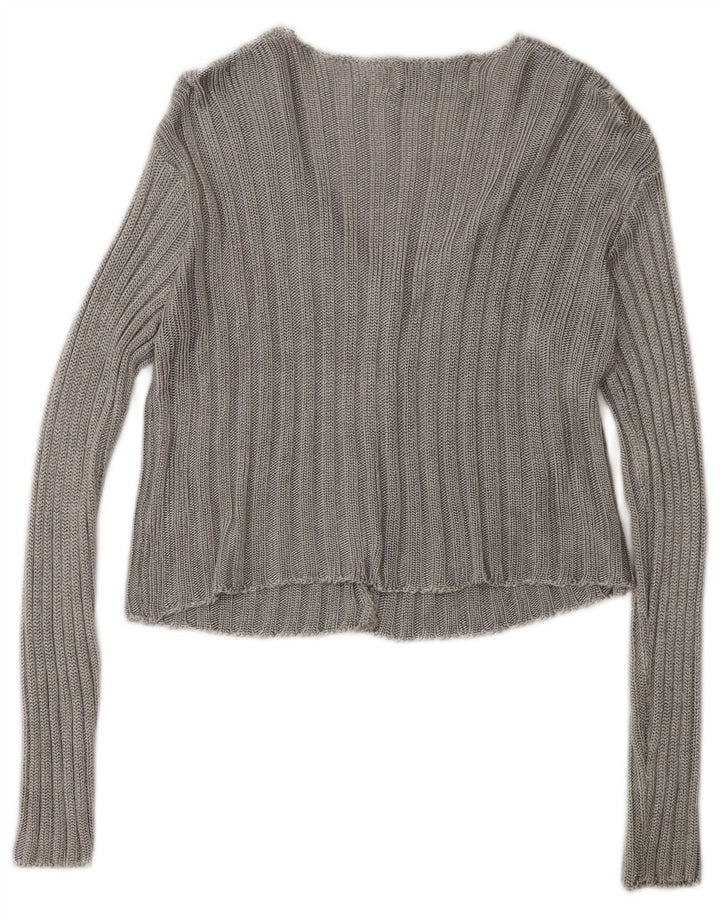 HELLINE Womens Crop Cardigan Sweater UK 10 Small Grey Viscose