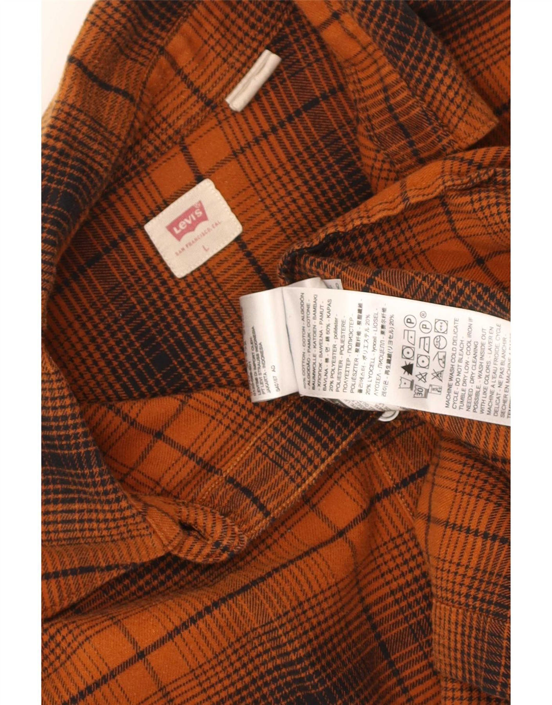 Levi's Dame Oversized Flanell Shirt UK 16 Large Orange Ternet Bomuld
