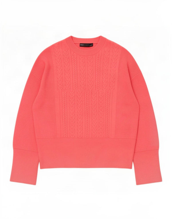 Marks & Spencer Dame sweater med rund hals DK 14 Medium Pink Viscose