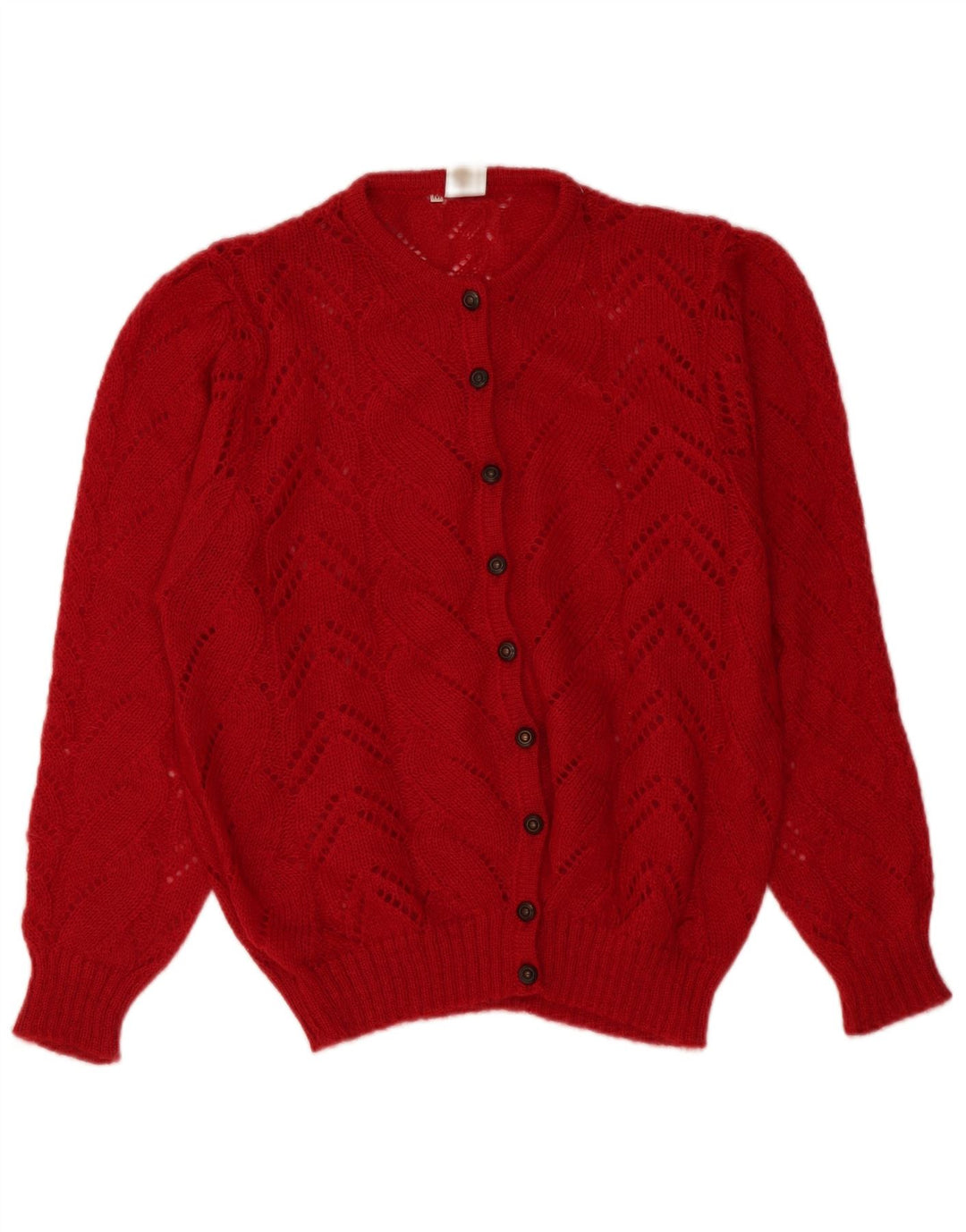 Vintage Dame Se Through Oversized Cardigan Sweater UK 14 Medium Red