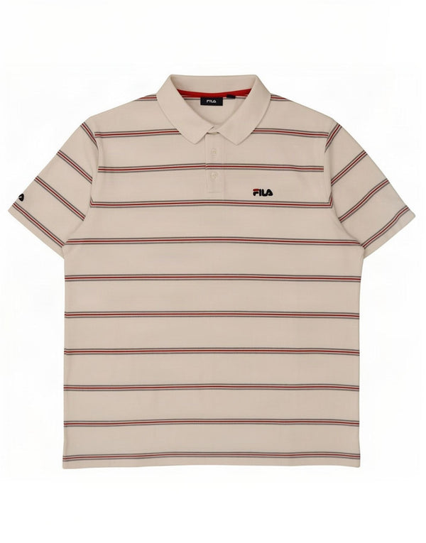 Fila Polo Shirt til mænd 2XL Hvidstribet bomuld