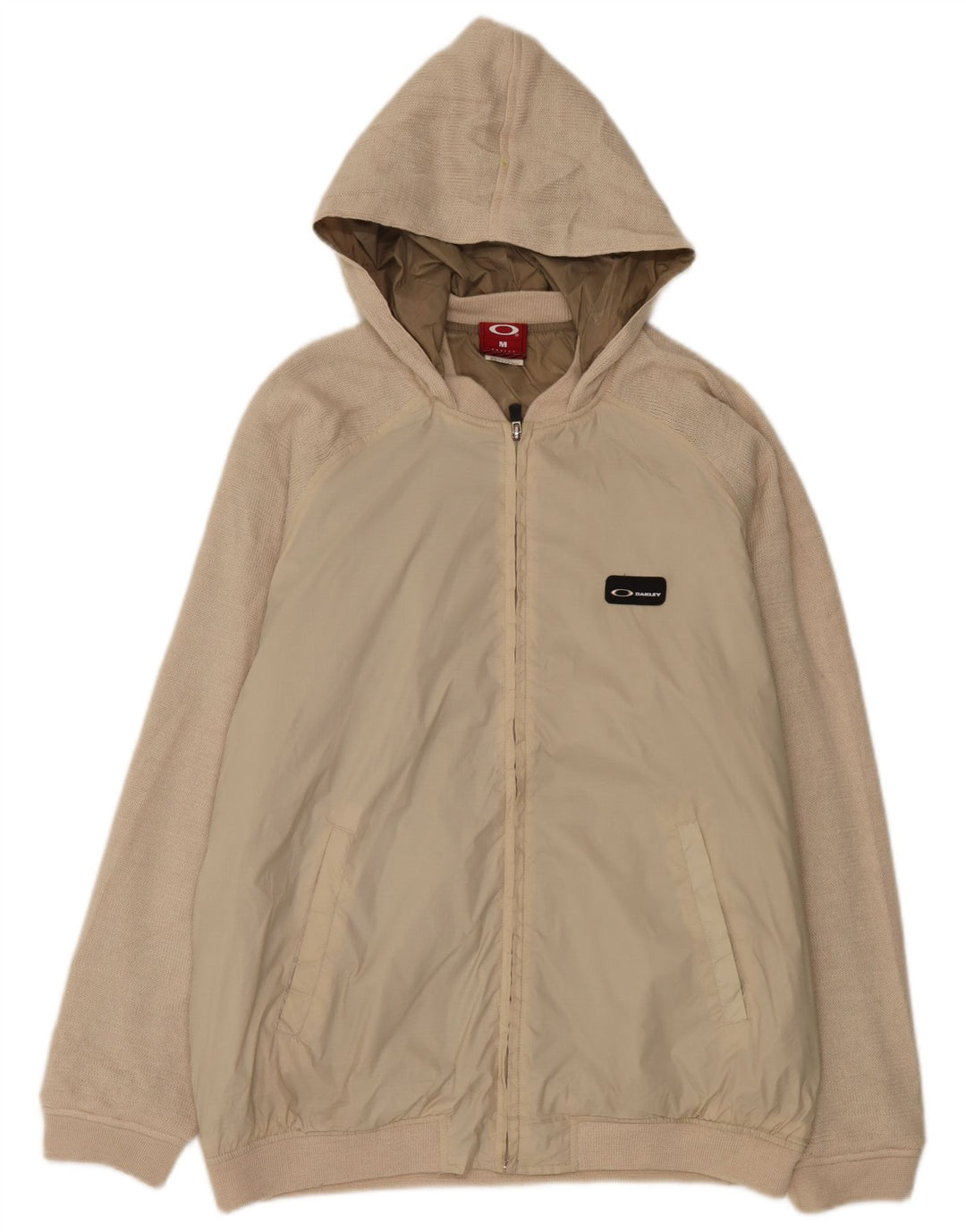 Oakley Herre Hooded Bomber Jacket UK 38 Medium Beige Nylon