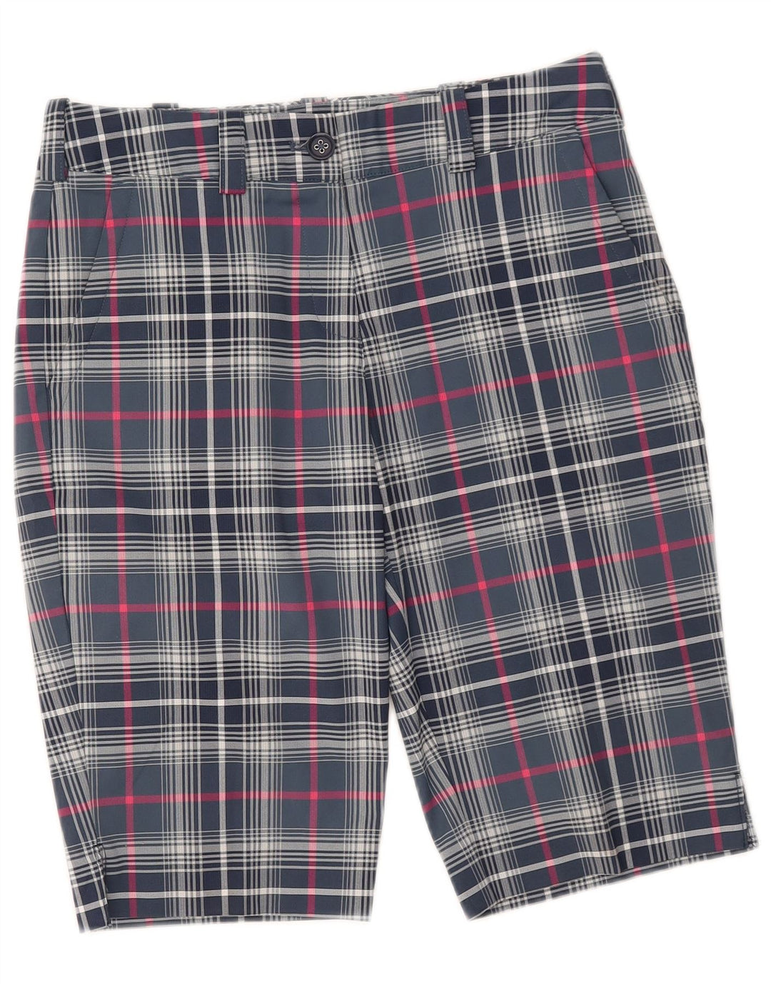 Nike Dame Dri Fit Chino Shorts UK 8 Small W28 Blue Check Polyester