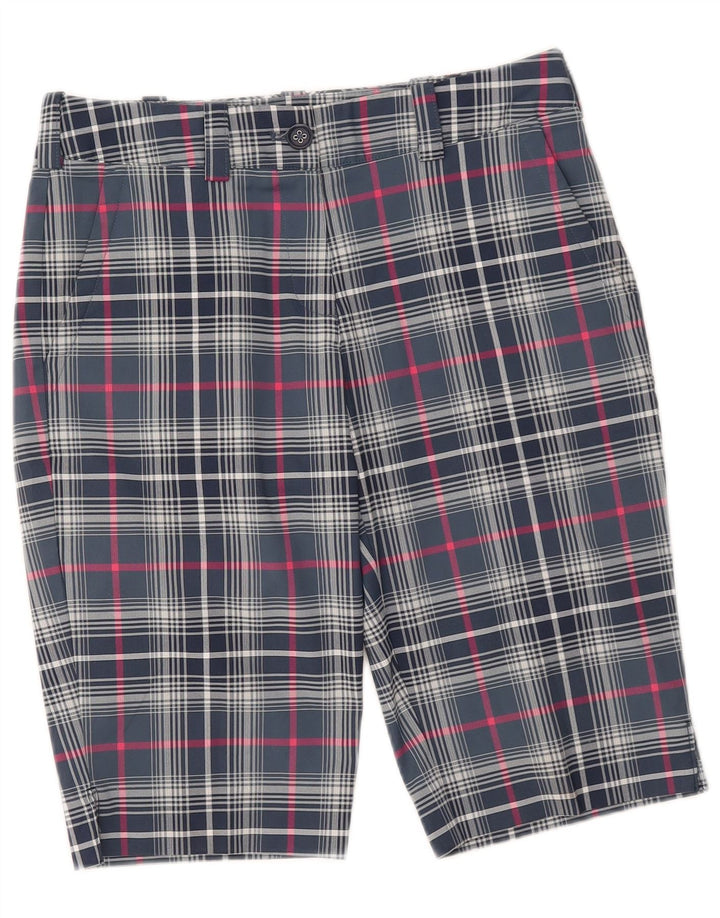 Nike Dame Dri Fit Chino Shorts UK 8 Small W28 Blue Check Polyester
