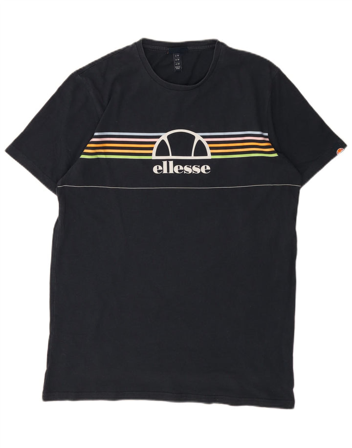 ELLESSE Grafisk T-shirt til mænd, medium marineblå stribet