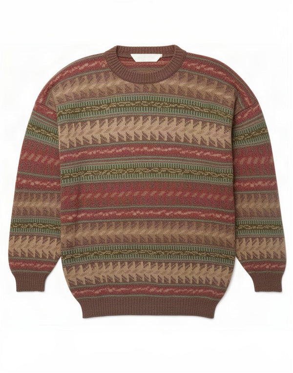 St. Bernard Herre rund hals sweater XL flerfarvet geometrisk uld