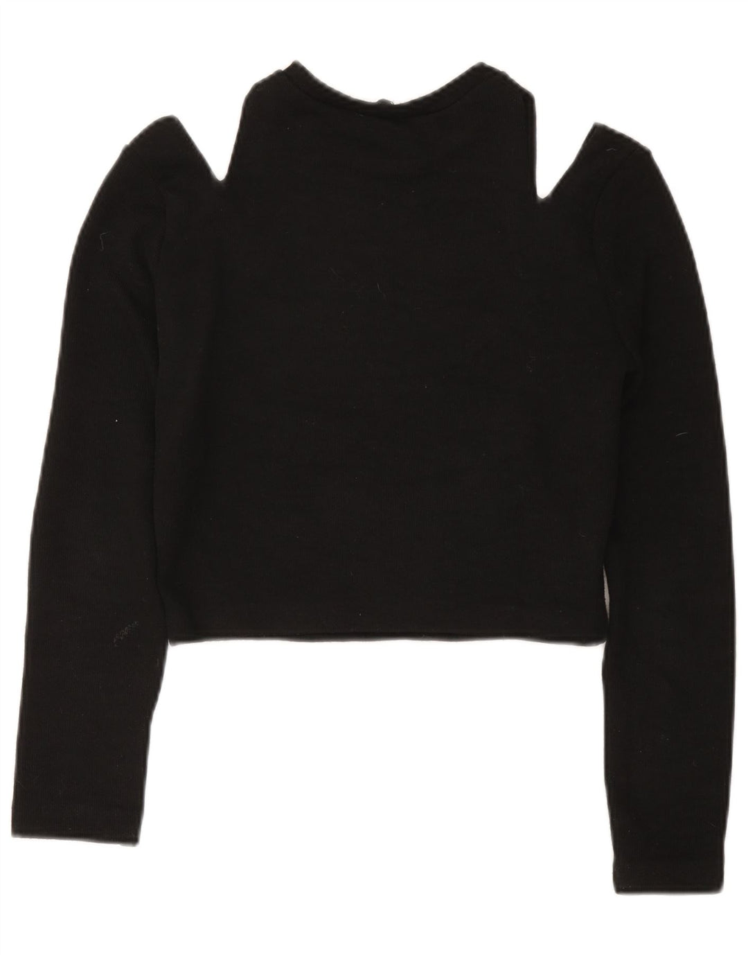 Zara langærmet afskårne skuldertop UK 12 Medium Sort Polyester