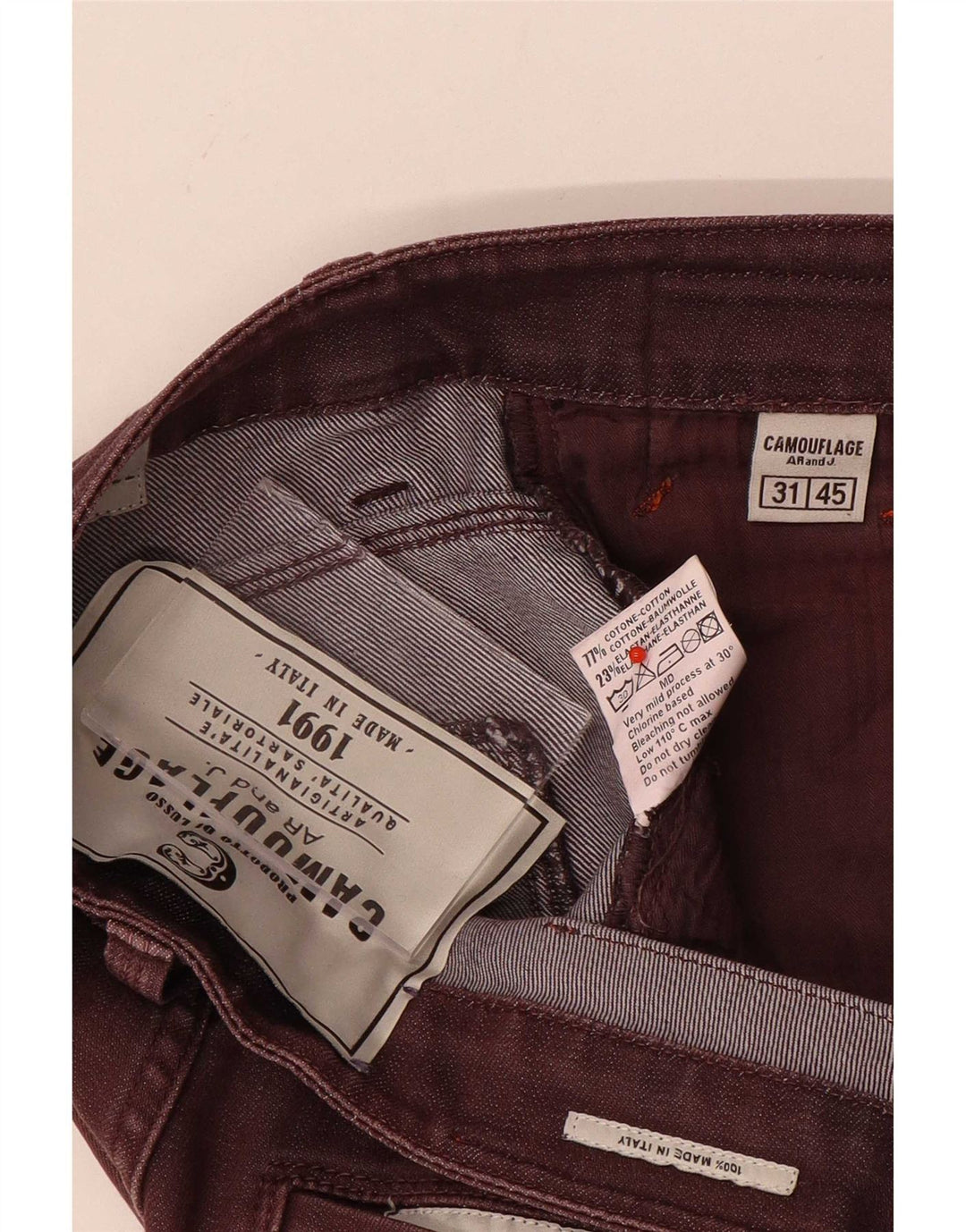 Camouflage AR og J Herre Slim Jeans W31 L33 Maroon Cotton