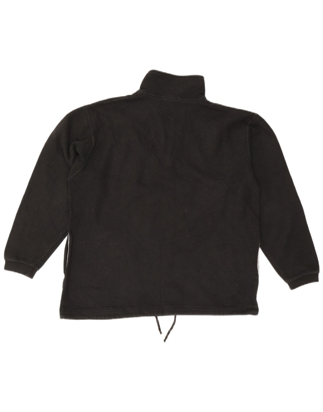 Champion Dame Zip Neck Sweatshirt Jumper UK 14 Medium Sort Bomuld