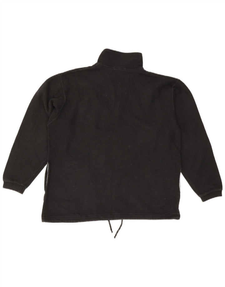 Champion Dame Zip Neck Sweatshirt Jumper UK 14 Medium Sort Bomuld
