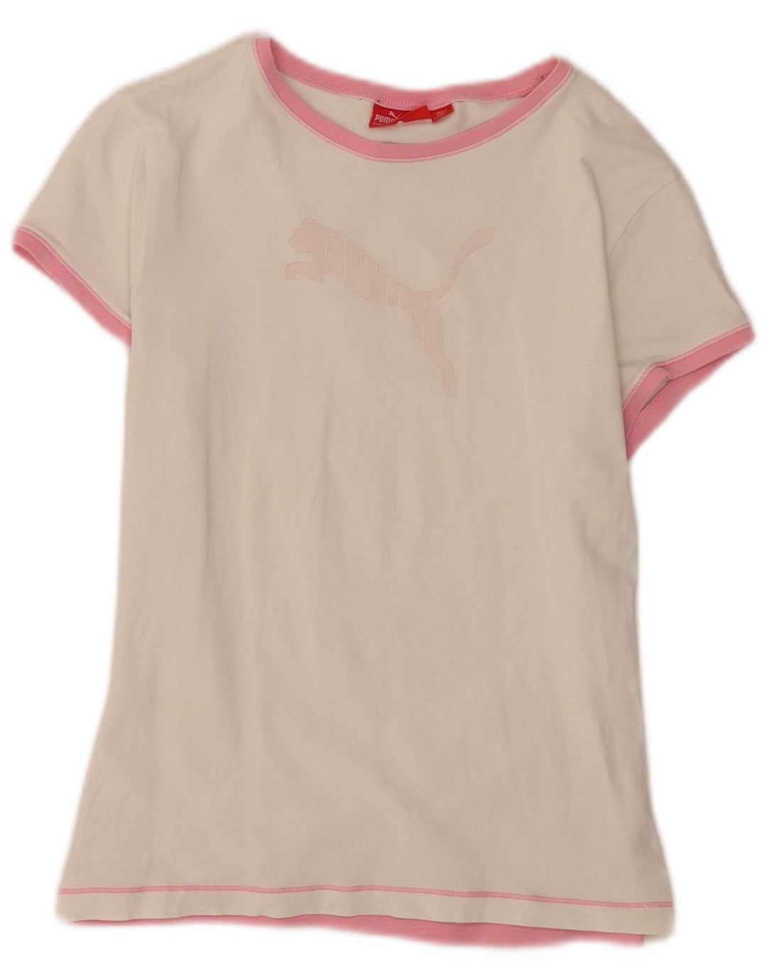 Puma Grafisk T-Shirt Top UK 14 Medium Hvid Bomuld