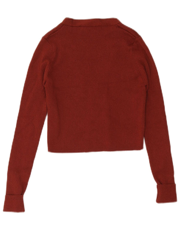 Zara Womens Crop Cardigan Sweater UK 4 XS Brun Viscose