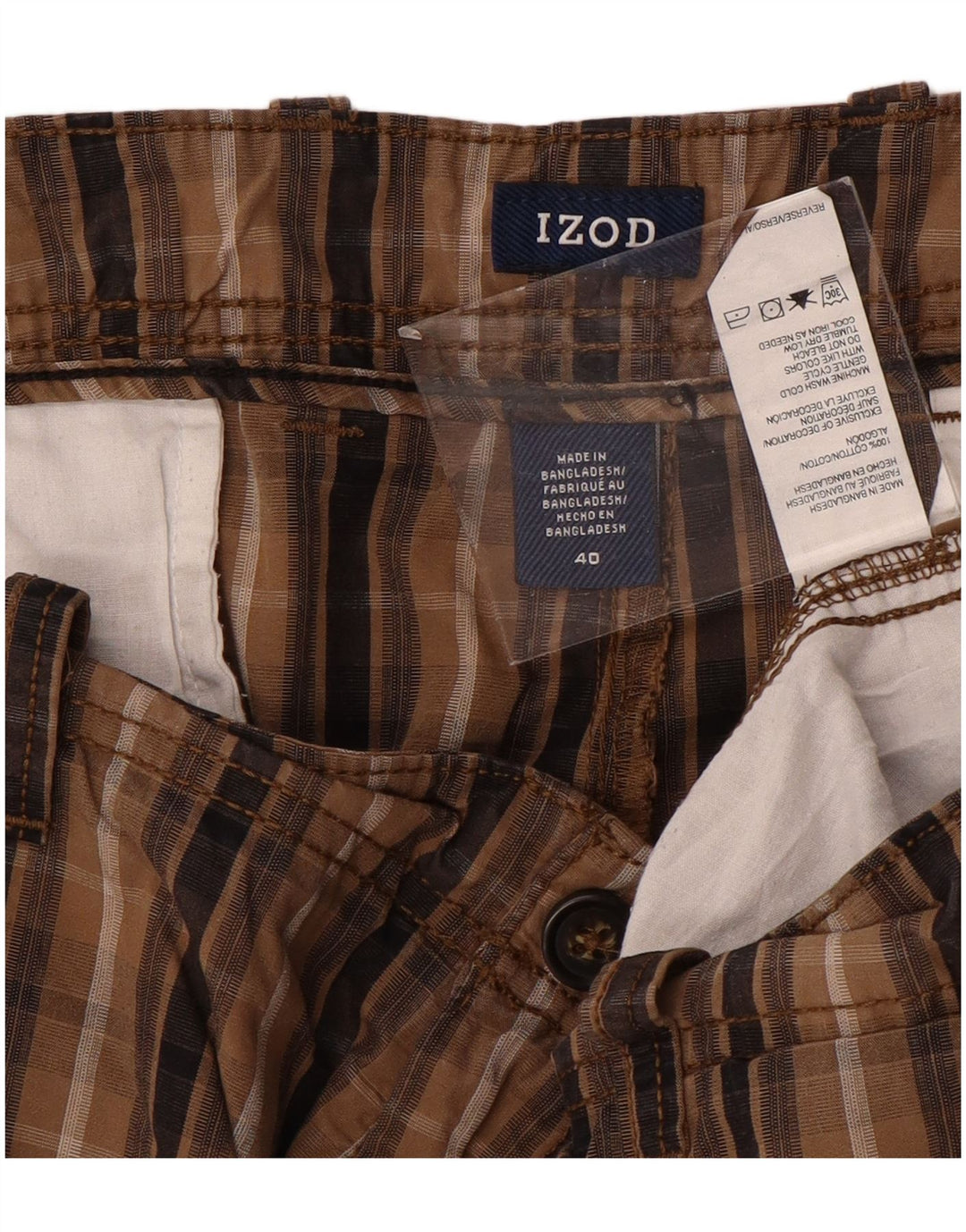IZOD Chino Shorts til mænd W40 XL brun ternet bomuld