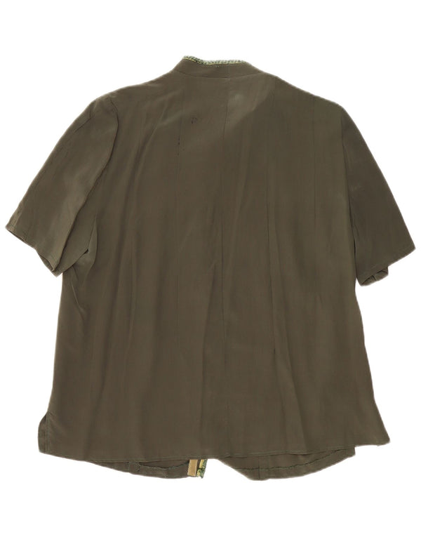 Vintage kvinders kortærmet skjortebluse UK 18 XL Khaki