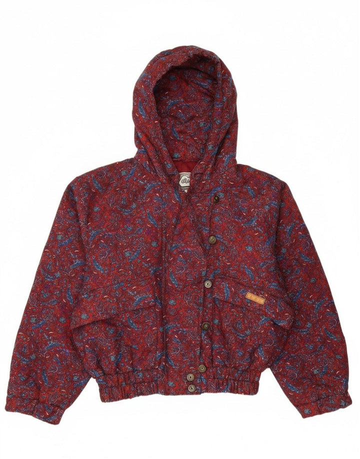 oltre Dame Hætte Oversized Bomber Jacket UK 10 Small Red Paisley