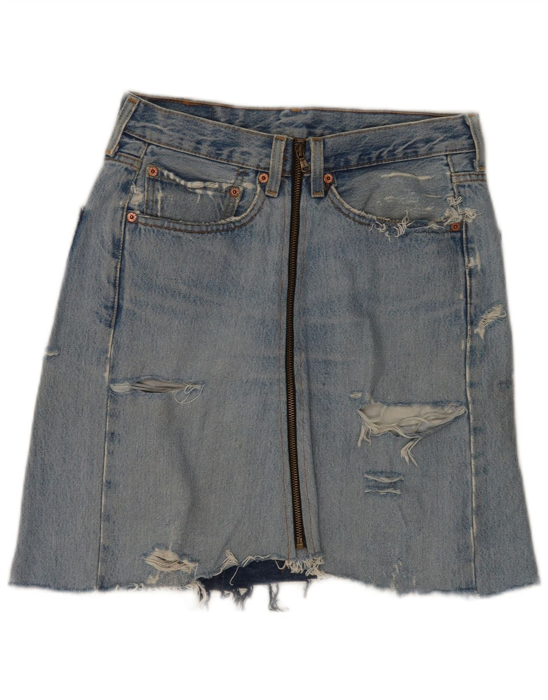 Levi's Womens 501 Distressed Denim Nederdel W33 Large Blue