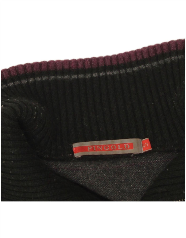 Vintage sweater med lynlås til mænd, lille grå farveblok