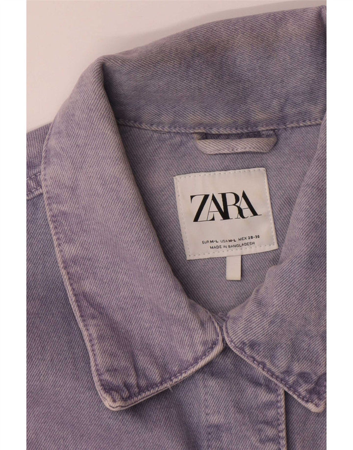 Zara Dame Oversized denimjakke UK 14 Medium Lilla Bomuld