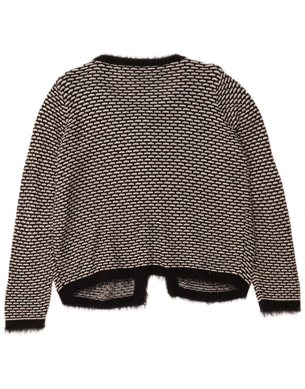 Marks & Spencer Dame Cardigan Sweater UK 12 Medium Sort Geometrisk