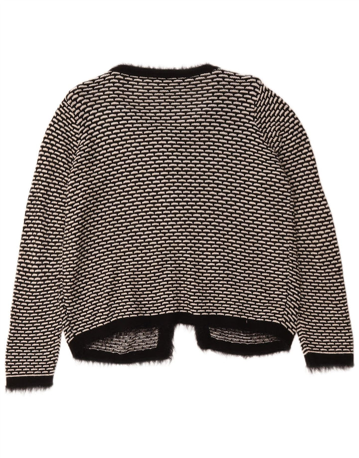 Marks & Spencer Dame Cardigan Sweater UK 12 Medium Sort Geometrisk