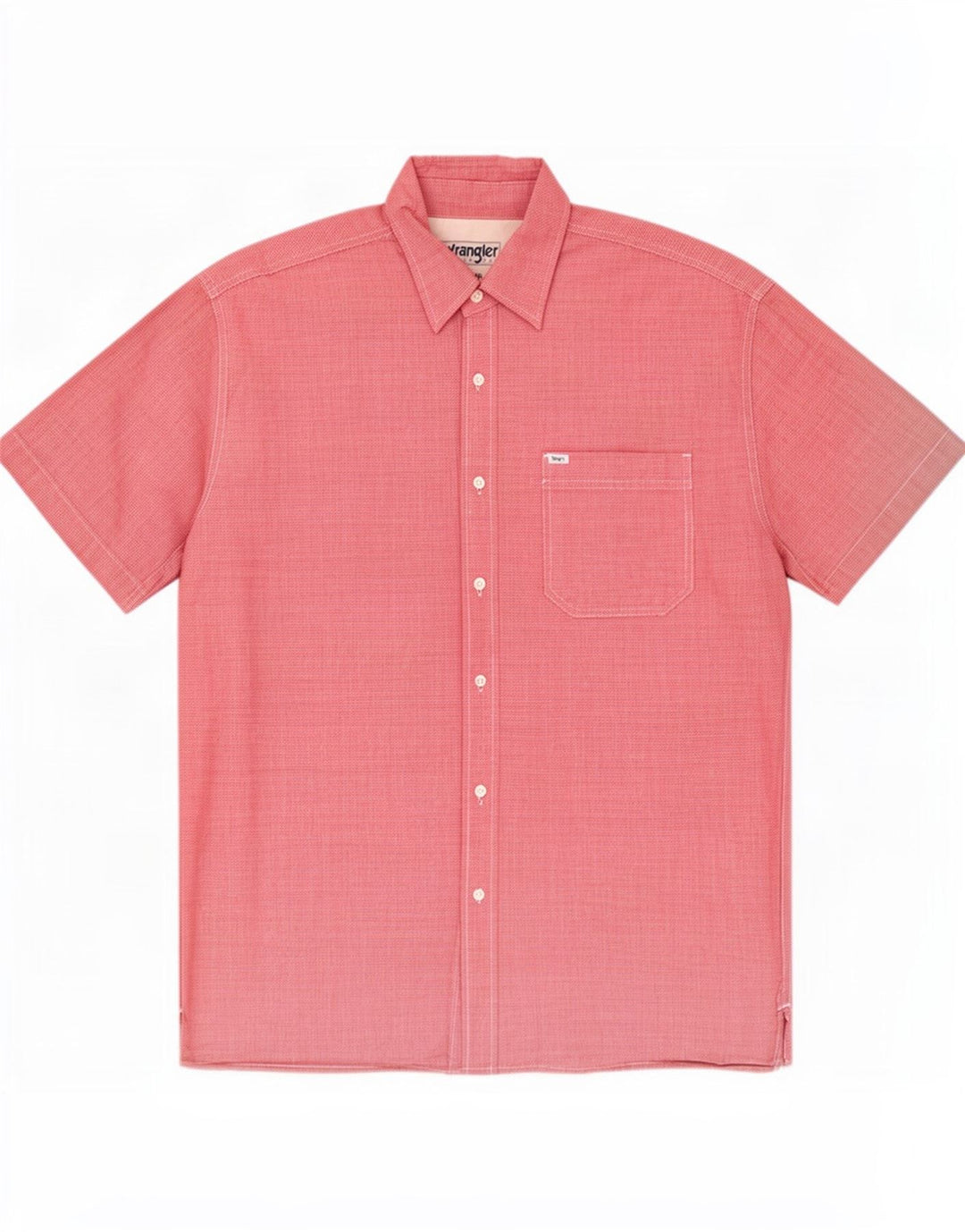 Wrangler Kortærmet Herreskjorte XL Rød Houndstooth Bomuld