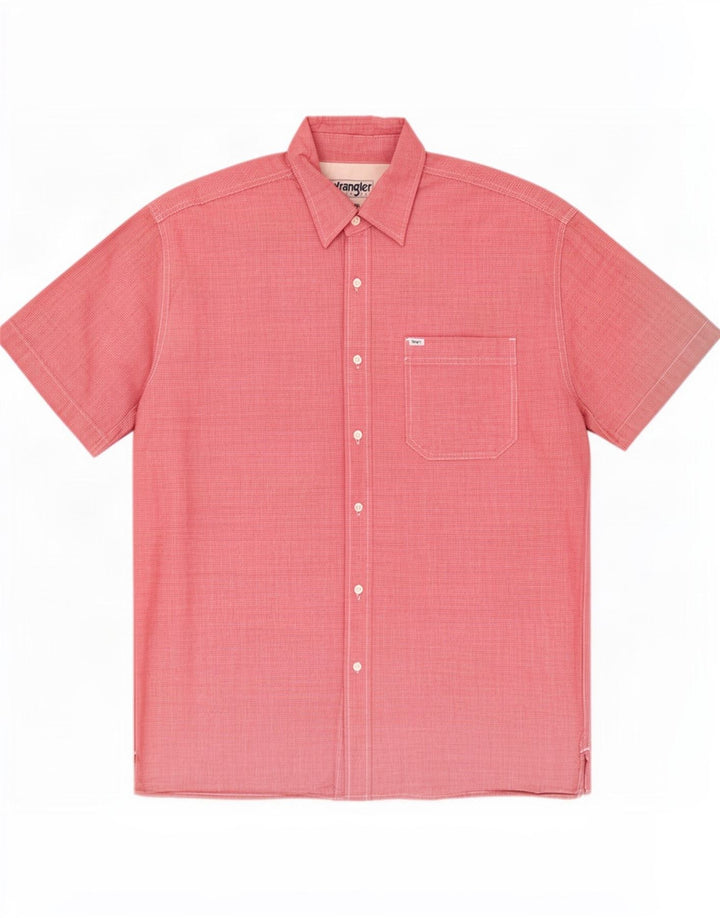 Wrangler Kortærmet Herreskjorte XL Rød Houndstooth Bomuld