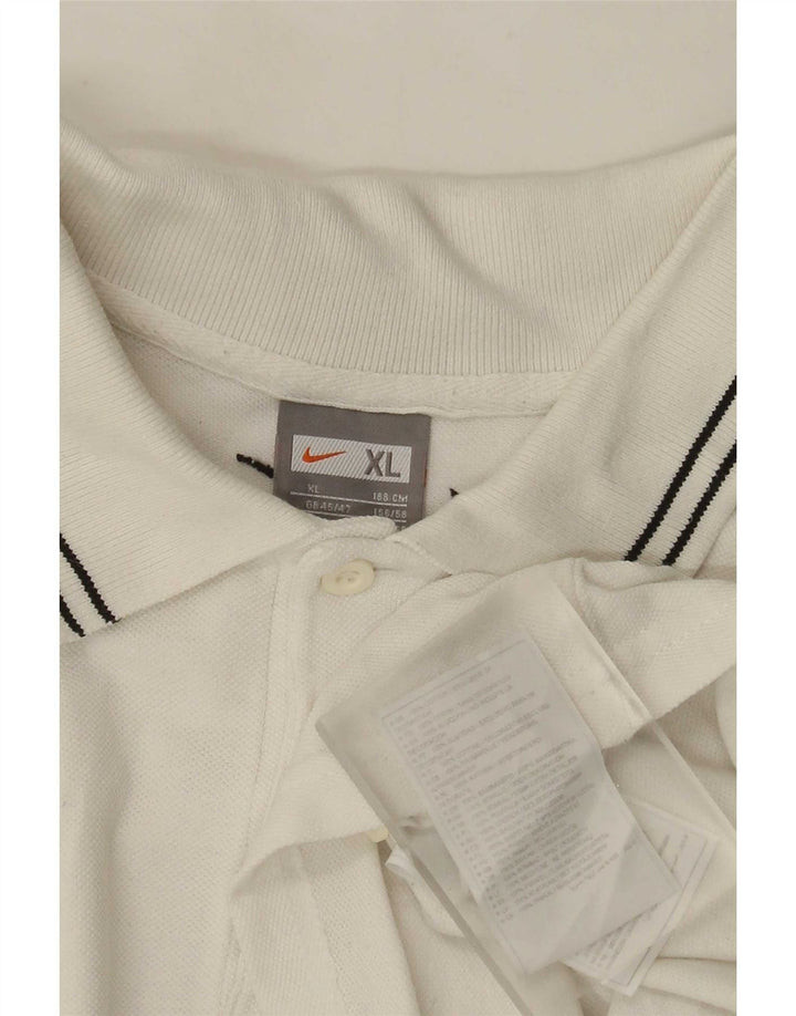 Nike grafisk poloshirt til mænd XL hvid bomuld