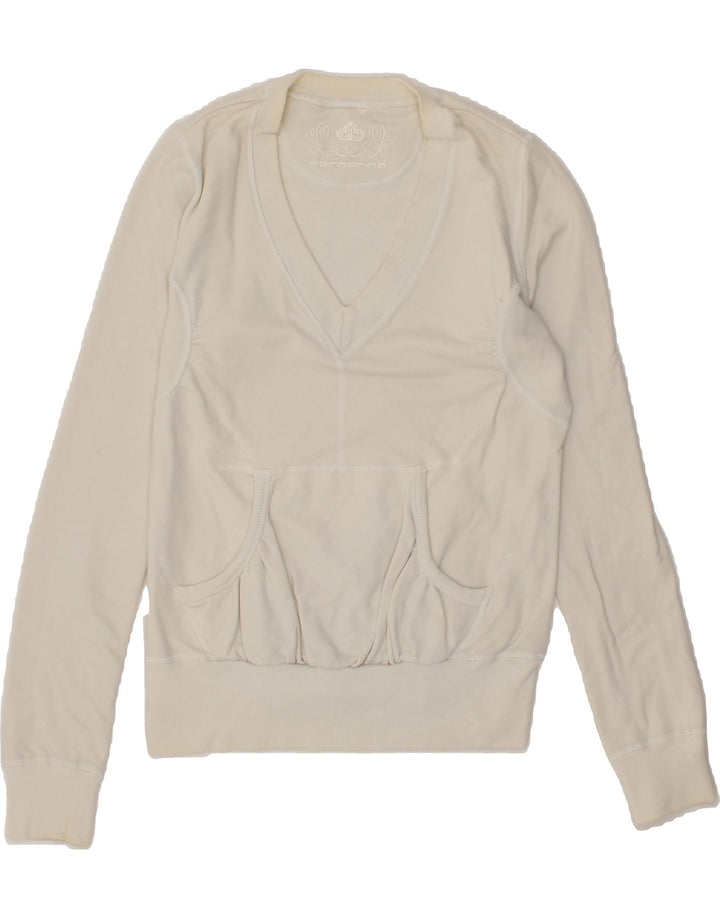FORNARINA Womens Sweatshirt Jumper UK 10 Small White Cotton Vintage Fornarina and Second-Hand Fornarina from Messina Hembry 