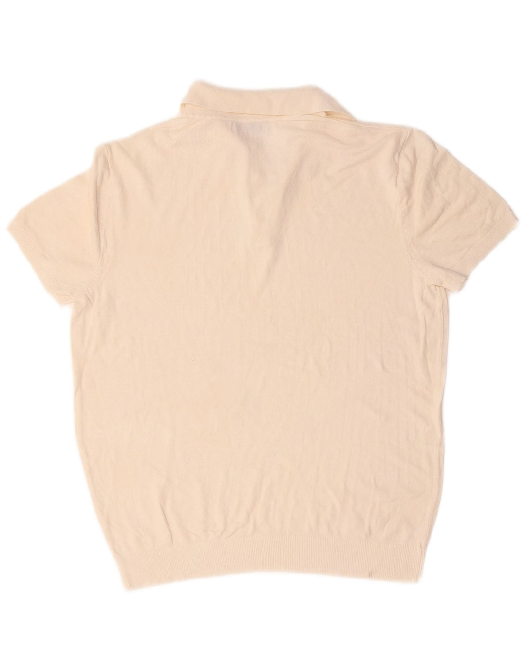 Zara Herre Kortærmet Polo Neck Jumper Sweater Medium Off White