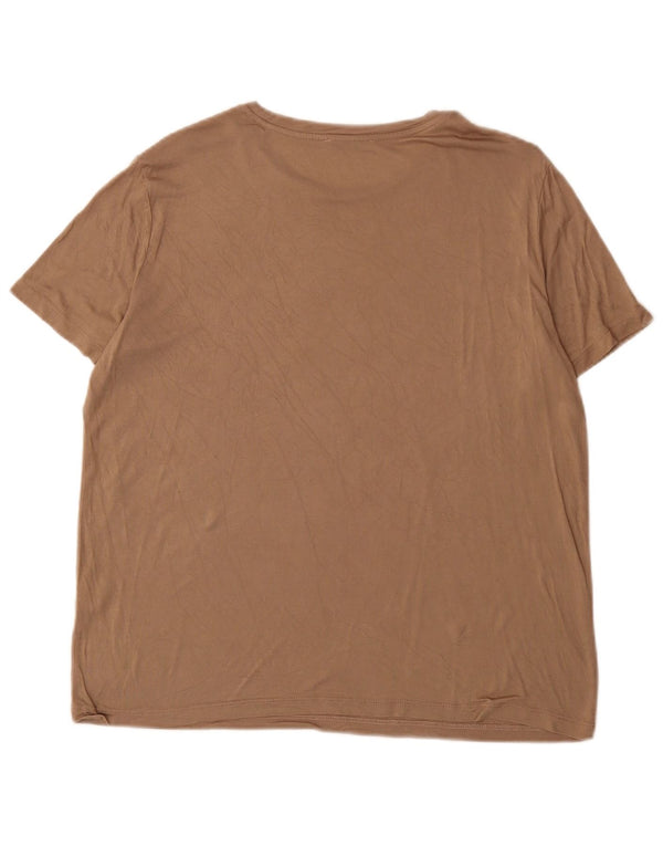 Zara Dame T-Shirt Top UK 18 XL Brun Viscose