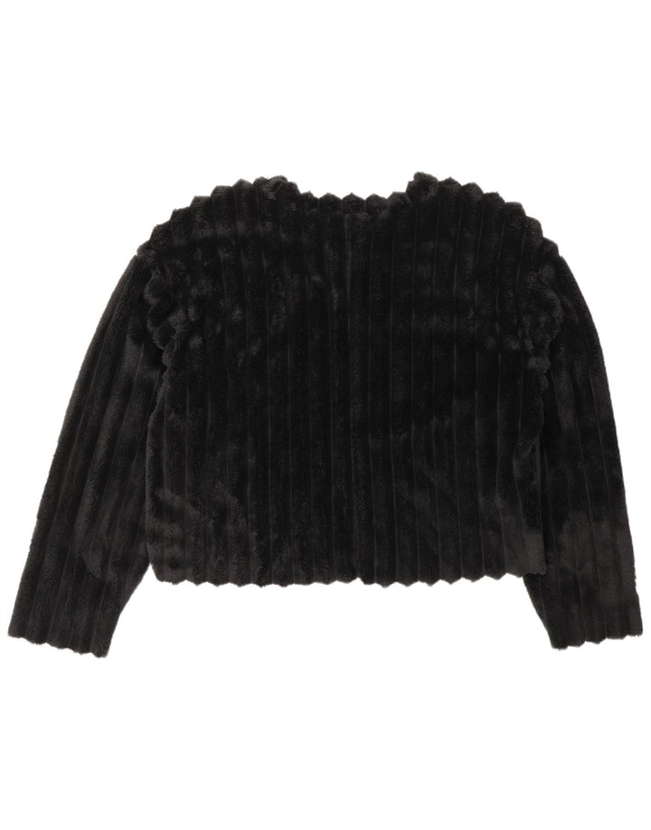 ZARA Dame Crop Fleece Jumper UK 14 Medium Sort