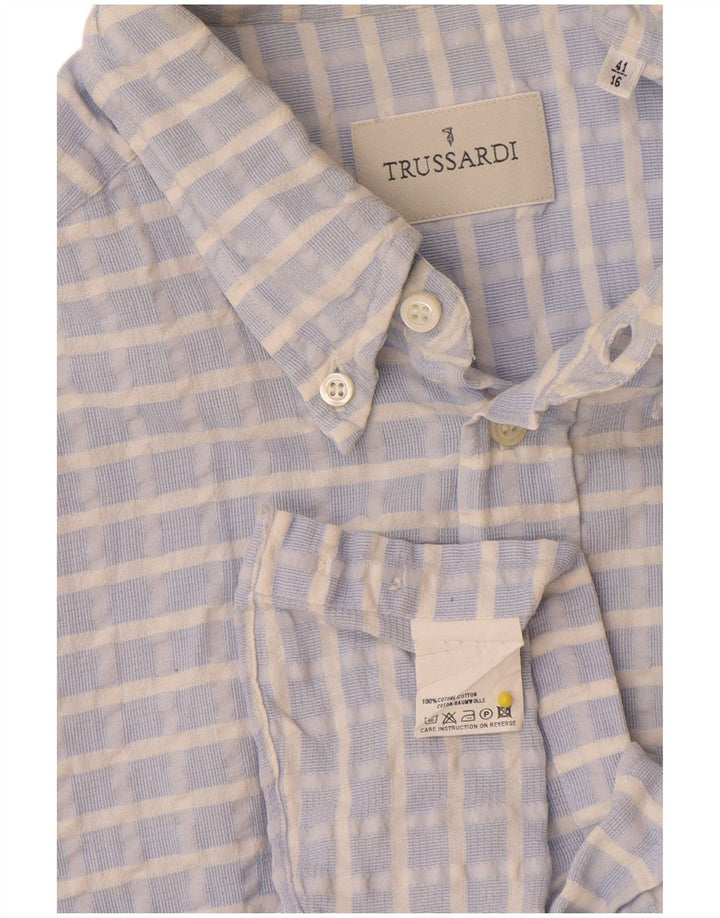 Trussardi herreskjorte str. 41 16 Stor blå ternet bomuld