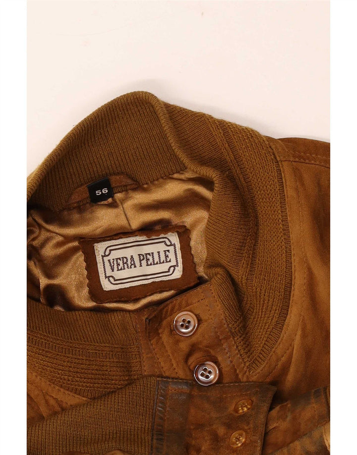 Vintage herre ruskind bomberjakke IT 56 2XL beige læder