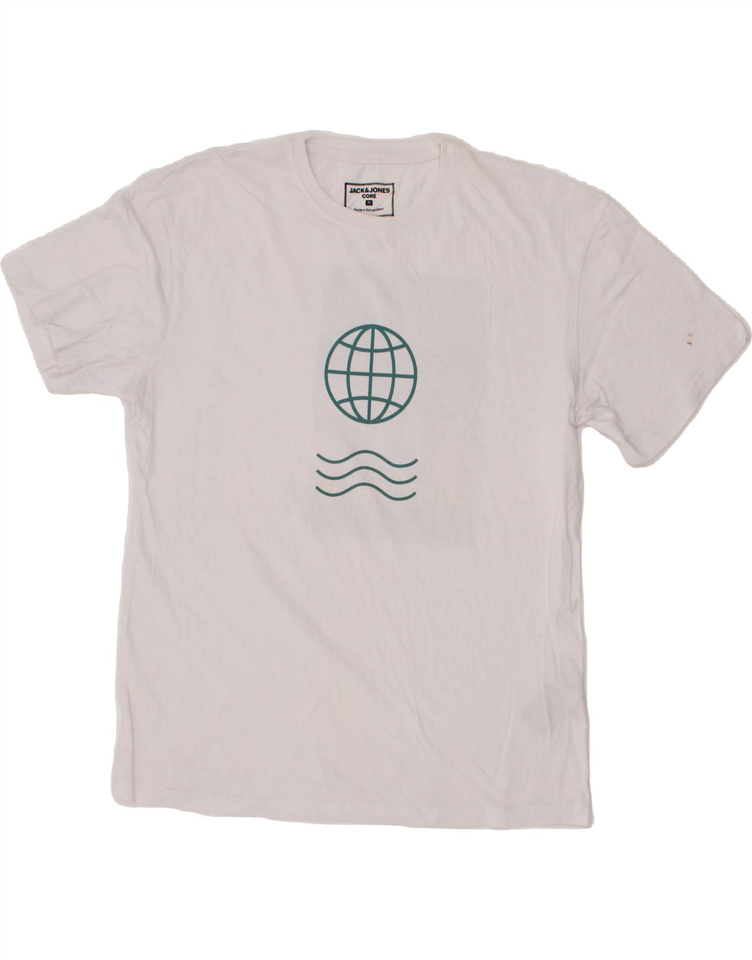 JACK & JONES Mens Graphic T-Shirt Top Medium White Cotton Vintage Jack & Jones and Second-Hand Jack & Jones from Messina Hembry 