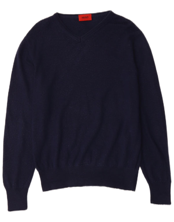 Hugo Boss Herre V-hals sweater XL Marineblå Uld