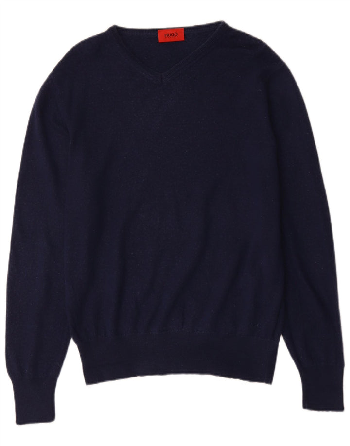 Hugo Boss Herre V-hals sweater XL Marineblå Uld