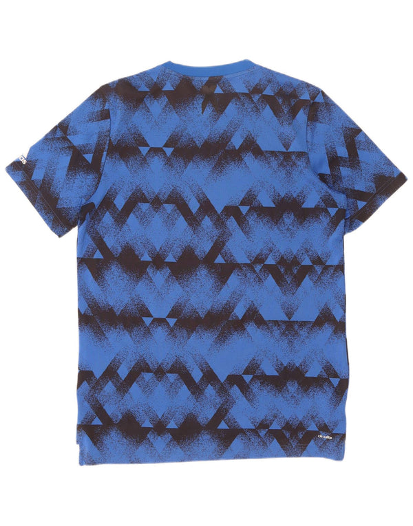 Adidas Boys Climalite T-Shirt Top 15-16 år Blå Geometrisk Polyester