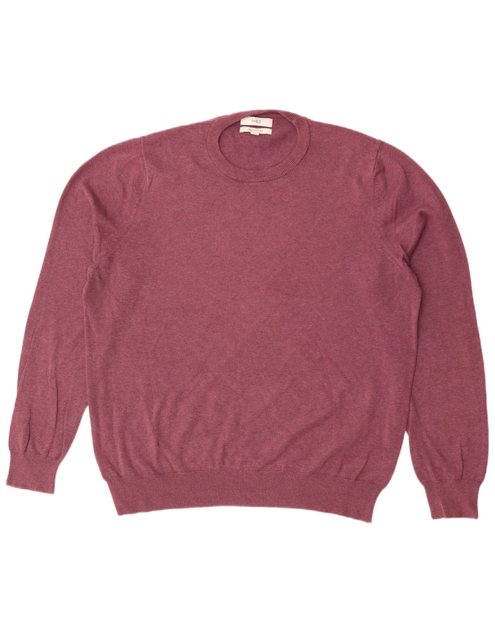 Marks & Spencer Herre sweater med rund hals, stor Bourgogne bomuld