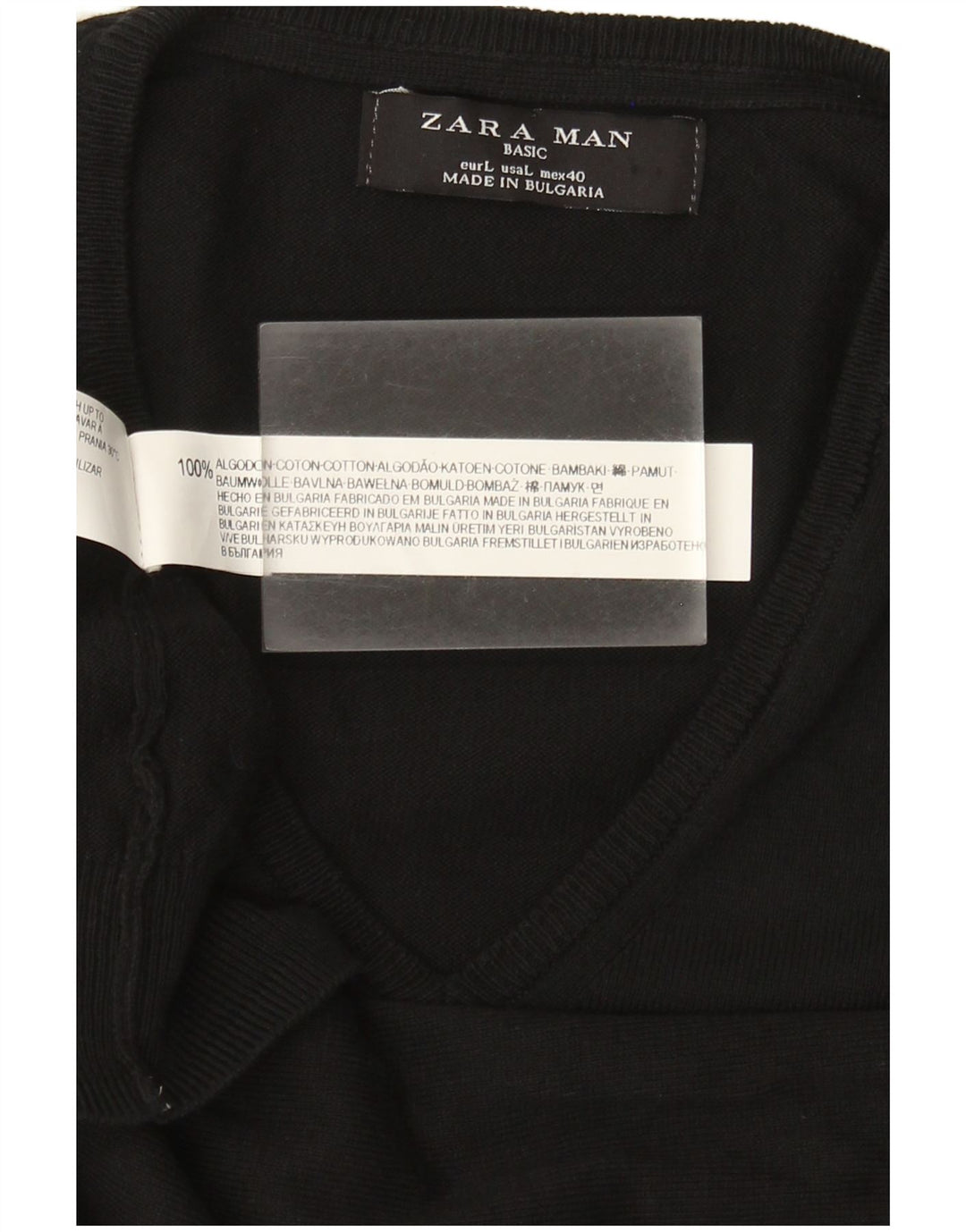 Zara Herre Basic Vest Tank Top Stor Sort Bomuld