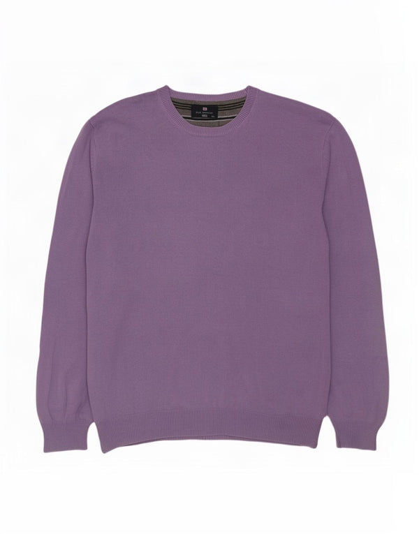 Marks & Spencer Mens Blue Harbour Crew Neck Jumper Sweater 2XL Purple