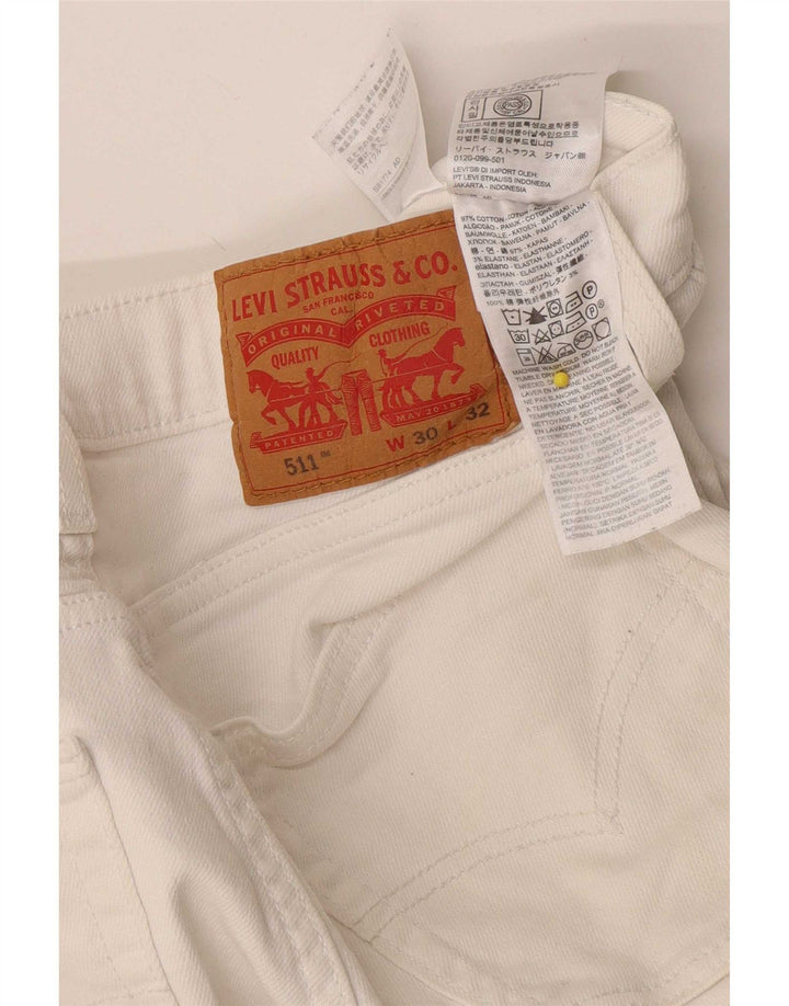 Levi's Herre 511 Slim Jeans W30 L32 Hvid Bomuld