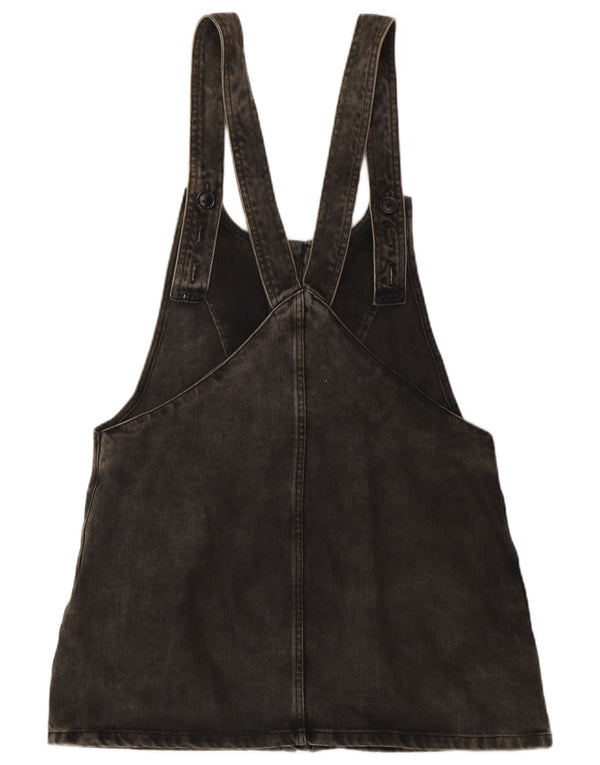 Zara Dame Trafaluc Mini Denim Dungaree Dress UK 12 Medium Sort Bomuld