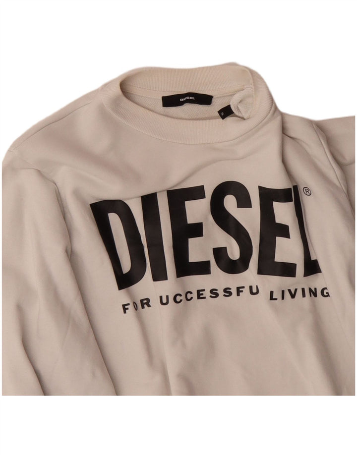 DIESEL Grafisk sweatshirt til mænd, lille råhvid bomuld