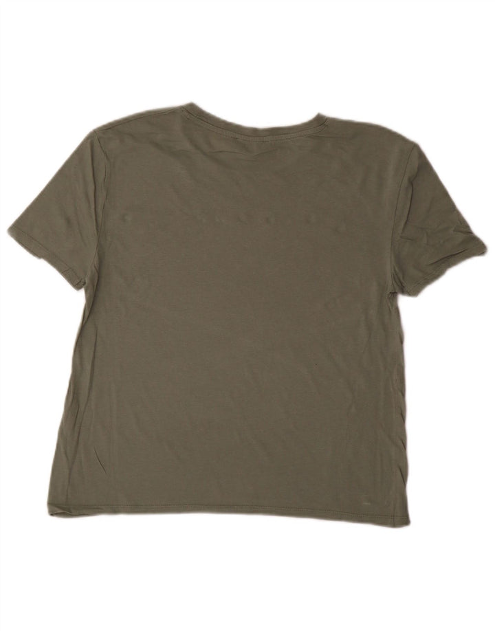 ZARA Womens T-Shirt Top UK 14 Medium Green Cotton