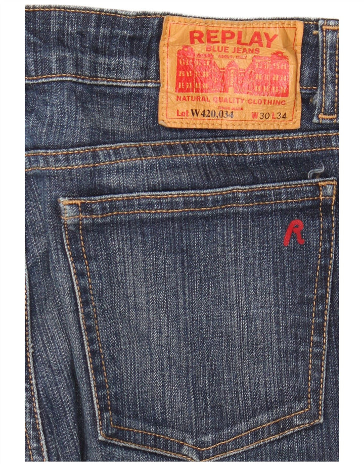 REPLAY Dame Bootcut Jeans W30 L28 Blå Bomuld
