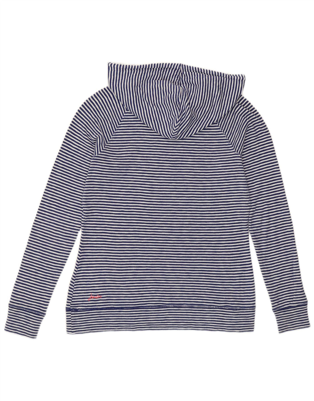 JOULES Womens Hooded Jumper Sweater UK 12 Medium Navy Blue Pinstripe