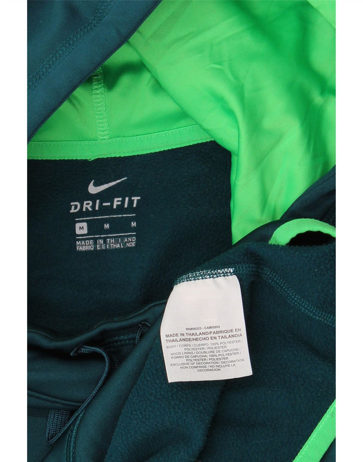 NIKE Dri Fit grafisk hættetrøjetrøje til kvinder UK 14 mellemgrøn polyester