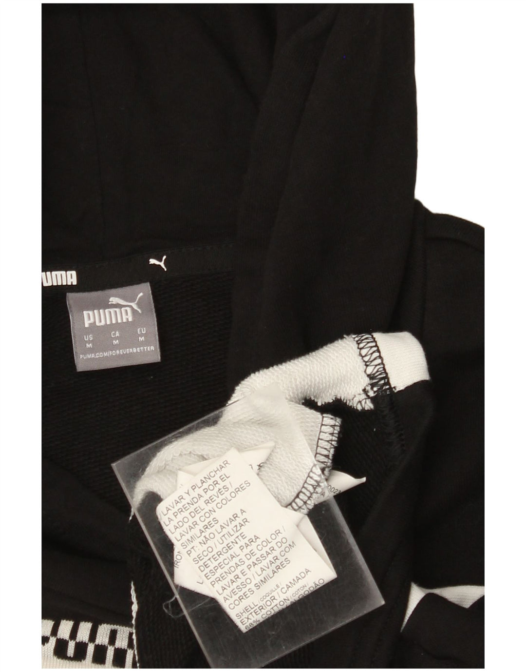 PUMA Oversized Crop Hoodie Jumper UK 14 Medium Sort Colourblock