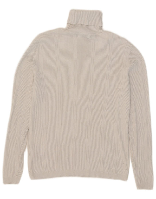Marks & Spencer Dame Rullehals sweater UK 12 Medium White Viscose